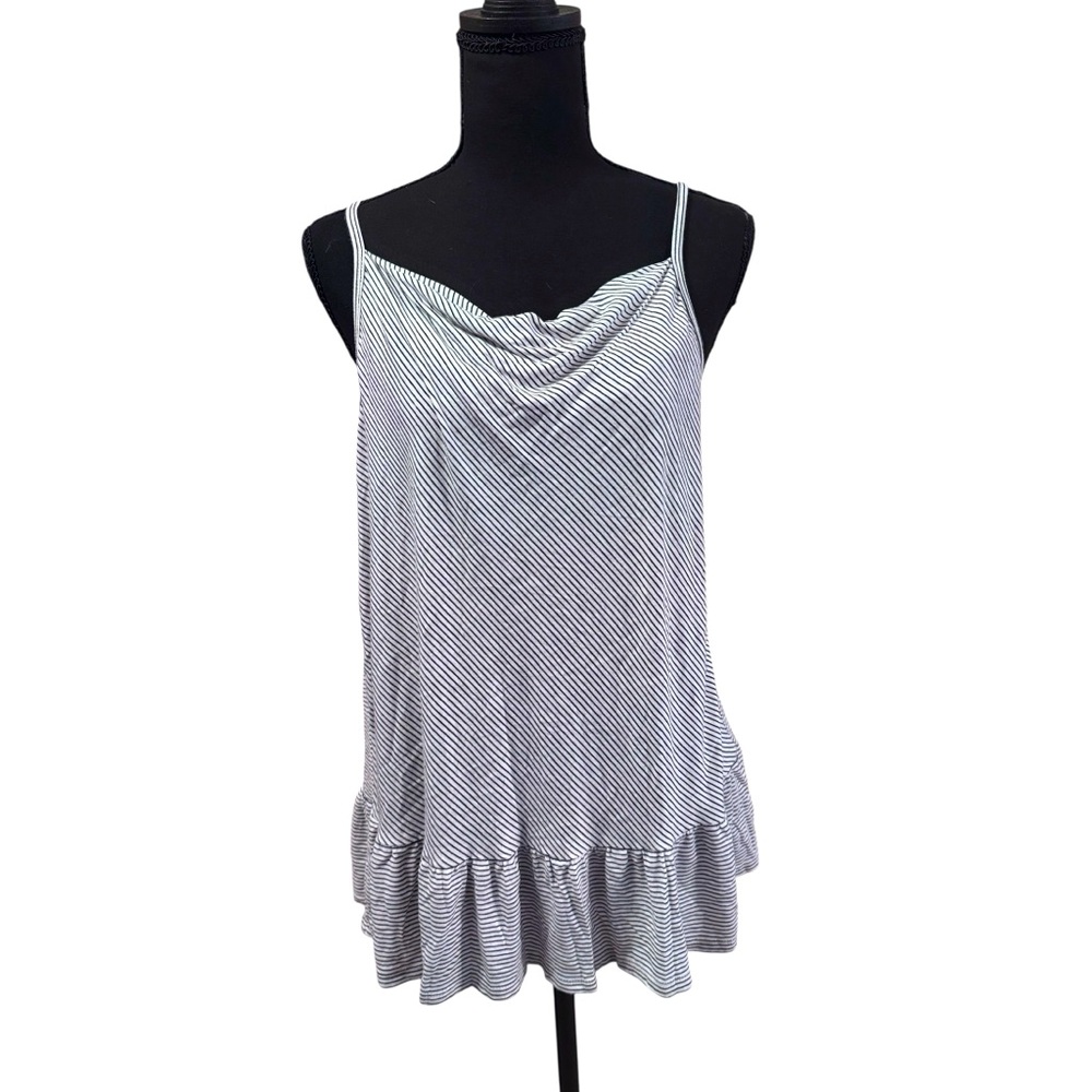 Women’s Black & White Striped Mossimo Flowing Tank Top size L